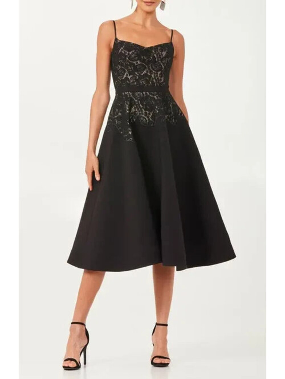 NEW, Helsi Alida Lace Bodice Fit & Flare Dress in Black Sz S #MD2481